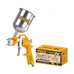 INGCO ASG4041 Air Spray Gun - 1.5mm Nozzle, 400cc Capacity, Perfect for Base Coats! Compatible with Europe, USA, Nitto & Italy Connectors. Versatile 1.2-1.8mm Nozzle Options. Reliable Performance 3-4bar, 4.2-7.1cfm!