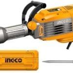INGCO PDB170068 Demolition Breaker - 1700W Power, 220-240V, 1900 bpm, 50J Impact Force, HEX Chuck, 14kg Durable Tool with Chisel & Extra Carbon Brushes for Long-lasting Performance!