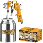 INGCO ASG3101 Air Spray Gun - 1.5mm Nozzle, 1000cc Capacity, 140-180mm Pattern, Multi-Connector (EU/US/Nitto/Italy), 3-4bar Pressure, 4.2-7.1cfm Air Consumption - Durable & Reliable!