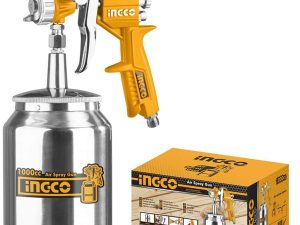 INGCO ASG3101 Air Spray Gun - 1.5mm Nozzle, 1000cc Capacity, 140-180mm Pattern, Multi-Connector (EU/US/Nitto/Italy), 3-4bar Pressure, 4.2-7.1cfm Air Consumption - Durable & Reliable!