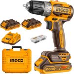 INGCO CDLI20453 20V Cordless Drill - 45Nm Torque, 2-Speed Gear, LED Light, 2.0Ah Battery & Charger Included - Durable & Long-Lasting for All Your DIY Projects!