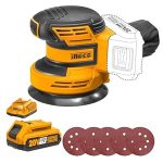 INGCO CROSLI2002 20V Cordless Random Orbit Sander - 8000-13000rpm, 125mm (5") Base, Includes 5 Sand Papers - Long Lasting & Durable for Effortless Sanding! Perfect for DIY Enthusiasts!