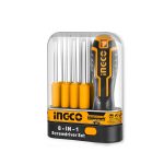INGCO AKISD0901 9-Piece Interchangeable Screwdriver Set - Includes SL & PH Bits, Tack Remover, Scratch Awl & Unique Handle Design - Durable CR-V for Long-Lasting Use!"