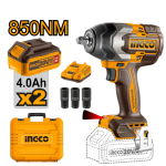 INGCO CIWLI20851 Cordless Impact Wrench - 20V Brushless Motor, 850Nm Torque, 2400rpm, LED Light & 3 Deep Sockets. Durable & Long-Lasting - Perfect for All Your DIY Projects! (Battery & Charger Sold Separately)