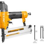 INGCO ACN50401 2-in-1 Brad Nailer & Stapler Combo - 100 Pcs Load Capacity, 15-50mm Brad & 16-40mm Staple Size, Durable & Long-Lasting with Multiple Connectors & 1200 Fasteners Included!"