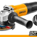 INGCO AG750282 Angle Grinder - 220V, 750W Power, 12000rpm Speed, 100mm Disc Diameter, M10 Spindle, Includes Auxiliary Handle (Disc Not Included) - Durable & Packaged in Color Box