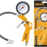 INGCO ATG0601 Air Tire Inflating Gun - Max Pressure 8.5Bar (120PSI) with Multiple Connectors (Europe, USA, Nitto, Italy) - Durable, Long-Lasting Design, Packed on Sliding Card