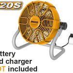 INGCO CFALI2002 Cordless Fan - 20V DC & 220-240V AC, 2 Speed Settings, 11" Portable, 360? Tilt Adjustment, Long-Lasting Power for Ultimate Comfort Anywhere!