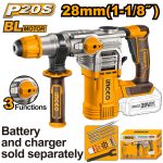 INGCO CRHLI20288 20V Cordless Rotary Hammer ? Brushless Motor, 0-930rpm, 4.5J Impact Energy, SDS Plus, 28mm Concrete Drilling Capacity + 3 Drill Bits, Chisel, Grease Tube & Spanner ? Durable & Long Lasting!