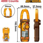 INGCO DCM62001 Digital AC Clamp Meter ? True RMS, 4000 Counts, Measures AC/DC Voltage, Resistance, Capacitance, Diode Test, Data Hold, Low Battery Alert, Auto Power Off, Includes 2 AAA Batteries!