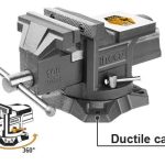INGCO HBV086 6" Bench Vice with Swivel Base - Durable, Heavy-Duty 11.2kg, Max Clamping Force 1600KGS, Includes Anvil, Packed in Sturdy Carton Box for Long-Lasting Performance!
