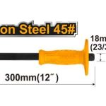 INGCO HCC0841218 Concrete Chisel - Durable 45# Carbon Steel, 4mm x 18mm x 300mm, Unique Design Handle, Drop Forged & Heat Treated, Comes with Plastic Hanger - Built to Last!
