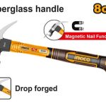 INGCO HCH81008 Claw Hammer - 8oz/220g Lightweight with Magnetic Nail Function, Durable Drop-Forged Head, Heat-Treated 45# Carbon Steel, Unique Fiberglass Handle - Built to Last!"