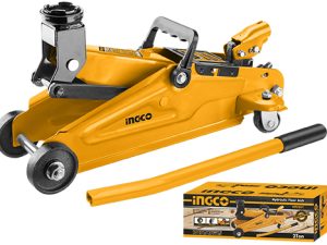 INGCO HFJ201 Hydraulic Floor Jack - 2 Ton Capacity, Durable & Long-Lasting, Min. Height 140mm, Max. Height 340mm, 200mm Travel, Weighs 8.5kg, Comes in Color Box - Perfect for Your Garage!