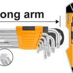 INGCO HHK11091 9pcs Hex Key Set - Durable S2 Steel, Long Arm, Heat Treated & Chrome Plated, Sizes: 1.5mm to 10mm for Lasting Performance & Precision!"