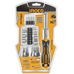 INGCO HKSDB0248 24 Pcs Screwdriver Set - Includes 16 Precision Bits & 7 Power Sleeves with Unique Ratchet Handle - Durable & Long-Lasting for All Your DIY Needs!