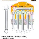 "INGCO HKSPA1068  6 Pcs Combination Spanner Set (8-17mm) - Durable & Long-Lasting, Fine Polished Finish, Includes 8mm, 10mm, 12mm, 13mm, 14mm, 17mm - Half Double Blister Pack"