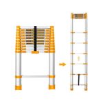 INGCO HLAD08101 Telescopic Ladder - 10 Steps, Durable Aluminium, Max Load 150kg, Extends to 3180mm, Easy Carry, Compact Fold Height 775mm, Perfect for Home & DIY Projects!"