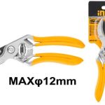 INGCO HPS0109 Pruning Shear - Durable SK5 Steel Blade, Non-Slip Handle, Max Cutting Diameter 12mm, 8.5" Size, Blister Card Packed for Long-lasting Performance