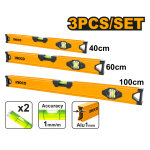 INGCO HSL10403 Spirit Level Set ? Durable 40cm, 60cm & 100cm Aluminum Levels (1mm Thickness) ? Perfect for Precision DIY Projects! Long-lasting & Reliable for Every Home Improvement Task!