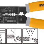 INGCO HWSP851 Wire Stripper, 8.5" (215mm) ? Durable & Long-Lasting! Sharp Edge for Easy Cutting, Push Down Wire Function, Strips 7 Wire Sizes & Cuts 5 Copper Screws ? Conveniently Packed!