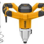 INGCO MX214008 Mixer - 1400W Power, 220-240V, 0-750rpm Speed, Aluminum Gear Box, Work Light, Includes Mixing Pad & Extra Carbon Brushes - Durable & Efficient for All Your Mixing Needs!