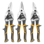 INGCO HTSNK0110 Aviation Snip Set - 3-Piece (Left, Straight, Right) with Two-Tone Soft Handle | Durable Carbon Steel | Max Cutting Thickness: 1.2mm | Perfect for Precision Cuts!