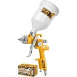 INGCO ASG1061 Air Spray Gun - 1.4mm Nozzle, 600cc Capacity, 180-250mm Pattern, Versatile Connectors (EU, USA, Nitto, Italy), 2-3.5bar Pressure, Perfect for Lasting Finishes!