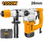 INGCO RH10506 Rotary Hammer - 1050W Power, 4.5J Impact Energy, SDS Plus, Durable & Long Lasting - Ideal for Concrete (26mm), Steel (13mm), Wood (40mm) - Includes 3 Drills & 2 Chisels