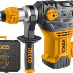 INGCO RH150028 Rotary Hammer - 1500W, 220-240V, 850RPM, 4400BPM, 5.5J Impact Energy, SDS Plus, Anti-Vibration, Includes 3 Drills & 2 Chisels + Extra Carbon Brushes - Durable & Long-Lasting!