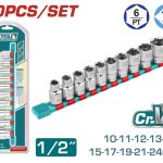 TOTAL TOOLS 10 PCS 1/2" SOCKET SET THT121101