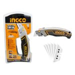 INGCO HUK6128 Utility Knife - Durable 61x19mm SK5 Blade with 6 Extra Blades (HUKB61001) - Long-Lasting Performance, Packed in Double Blister for Easy Access!