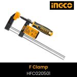 INGCO HFC020501 F Clamp - Durable 50x150mm, 170KG Max Force, 5x15mm Iron Ruler, 11mm Thread Screw - Long Lasting with Plastic Handle - Packed on Paper Card for Easy Use!