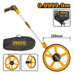 INGCO HDMW45 Measuring Wheel - Durable & Long-Lasting, 0.1m Display Resolution, 0-9999.9m Range, 320mm Wheel Diameter with Stand, ?5% Tolerance, Color Box Packaging