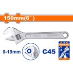 Wadfow WAW1106 6" Adjustable Wrench ? 150mm Length, 0?19.2mm Jaw Capacity, Durable Steel Construction, Paper Card Packaging