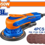 Wadfow WFA55350 350W Brushless Orbital Sander ? 150mm Pad, Variable Speed 4000-10000 RPM, Hook-and-Loop System, Includes 4 Sandpapers